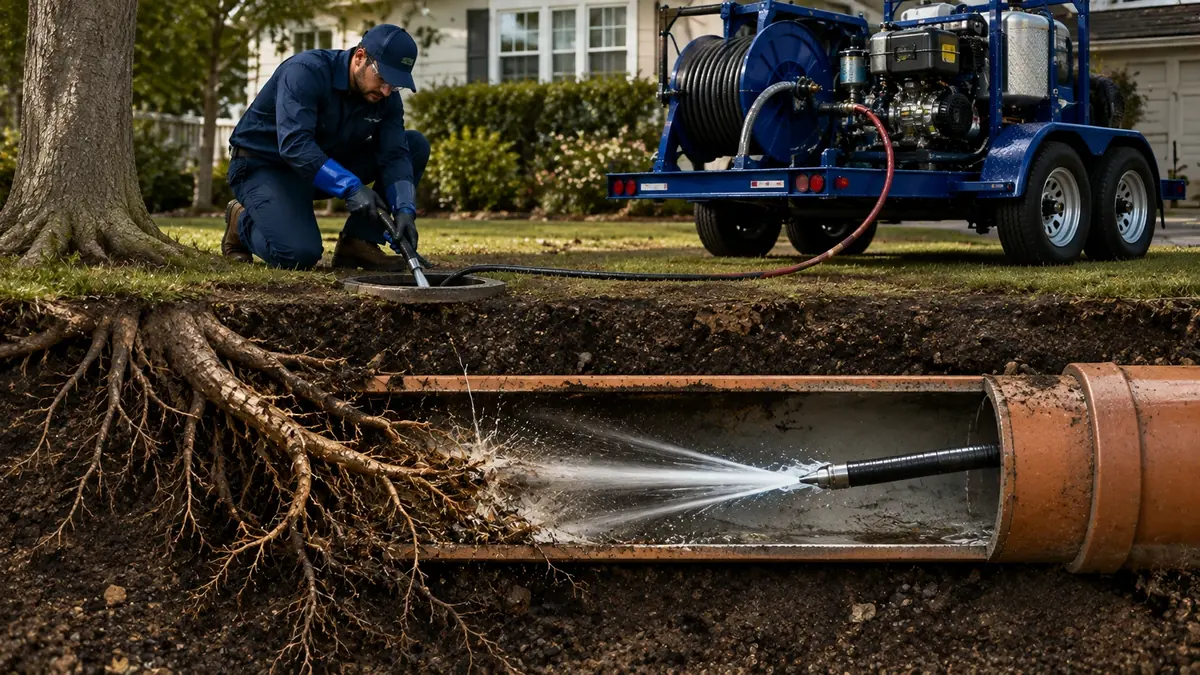 Tree Root Removal with Hydro Jetting in Homeland